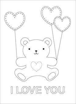 Teddy Bear Valentine Coloring Page