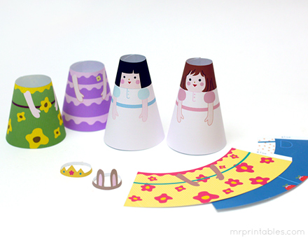 How to make cone girls paper dolls